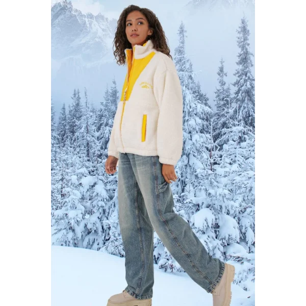 5194 Peluş Mont Ceket  Sarı