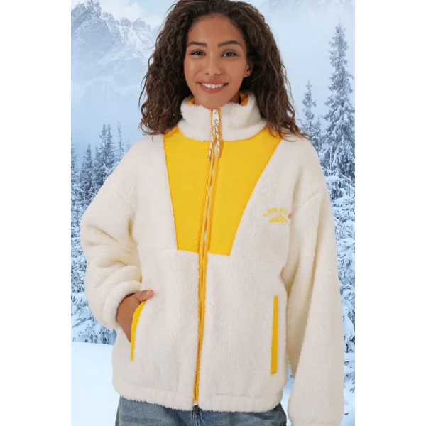 5194 Peluş Mont Ceket  Sarı