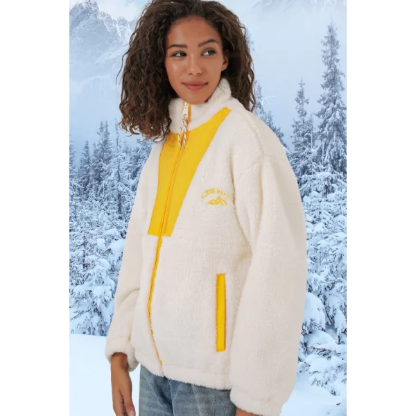 5194 Peluş Mont Ceket  Sarı