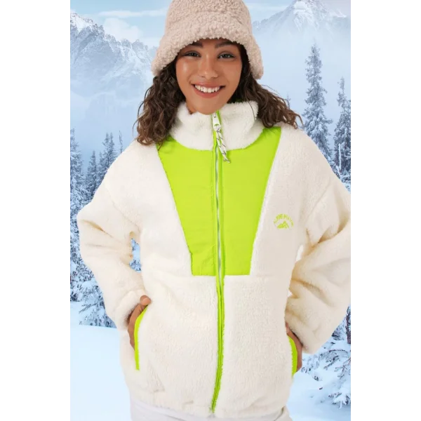 5194 Peluş Mont Ceket  Yeşil