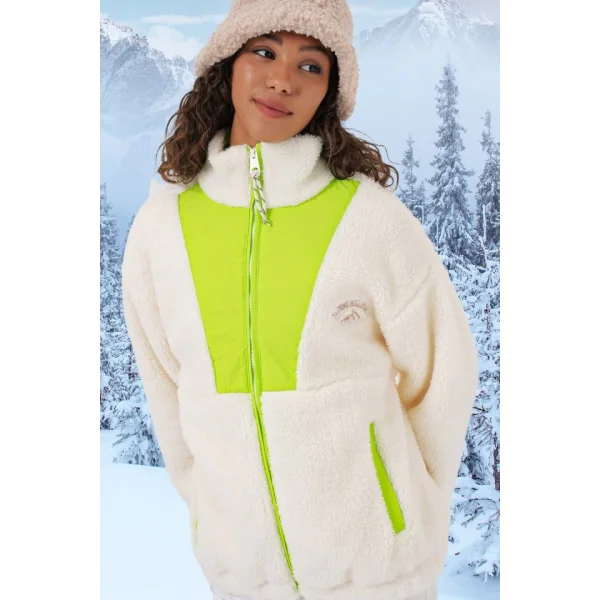 5194 Peluş Mont Ceket  Yeşil