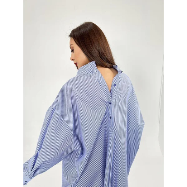 5216 GÖMLEKMAVİ BEYAZ ÇİZGİLİ