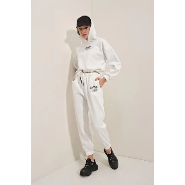 55313  Nasa Baskılı Eşofman Takımı - Beyaz