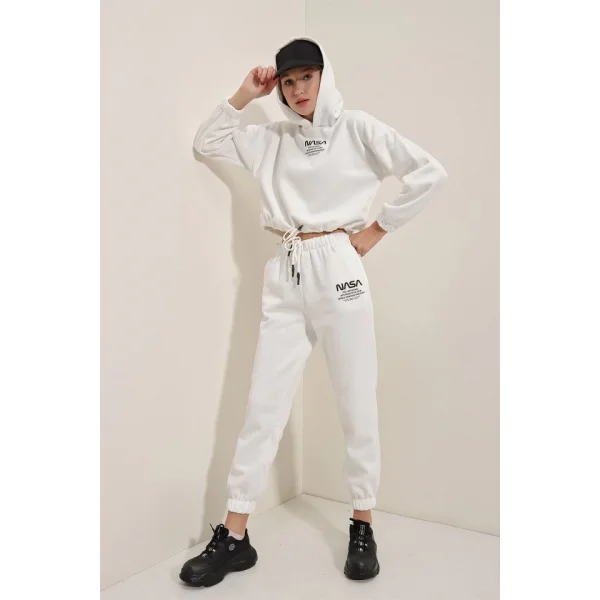 55313  Nasa Baskılı Eşofman Takımı - Beyaz