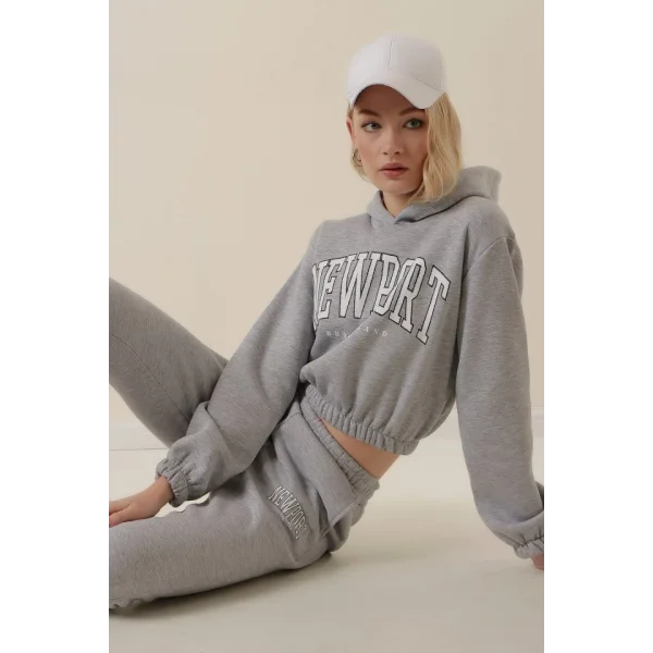 55397 Baskılı Eşofman Takımı - Gri