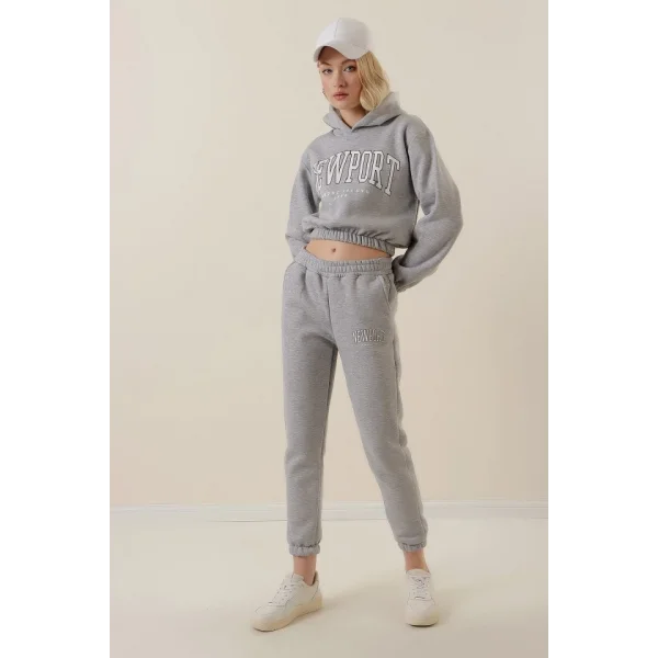 55397 Baskılı Eşofman Takımı - Gri