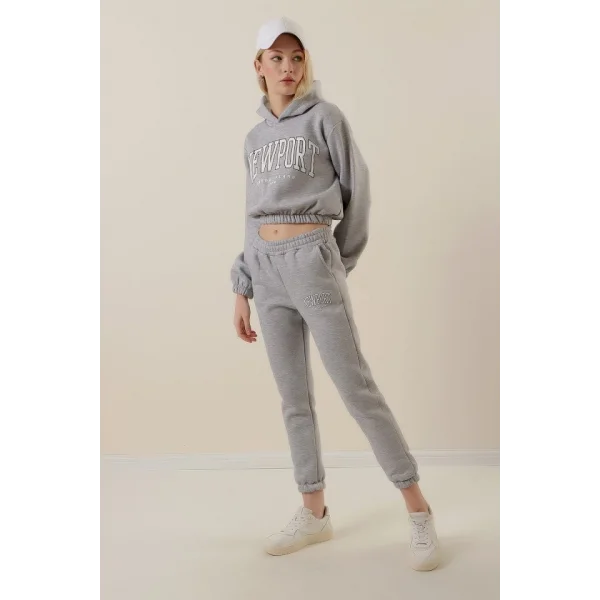 55397 Baskılı Eşofman Takımı - Gri