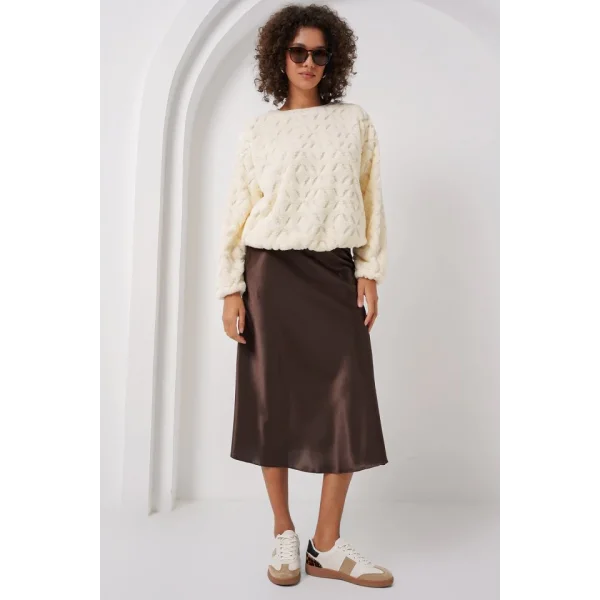 55445 Peluş Kazak  Ekru