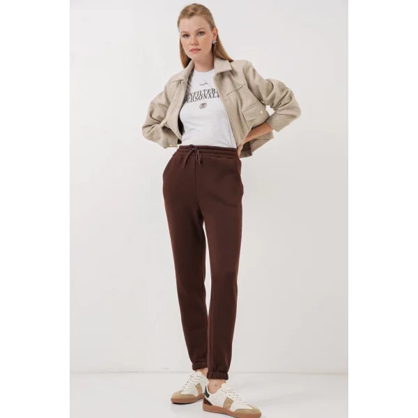 55450 Üç İplik Eşofman Altı  Kahverengi