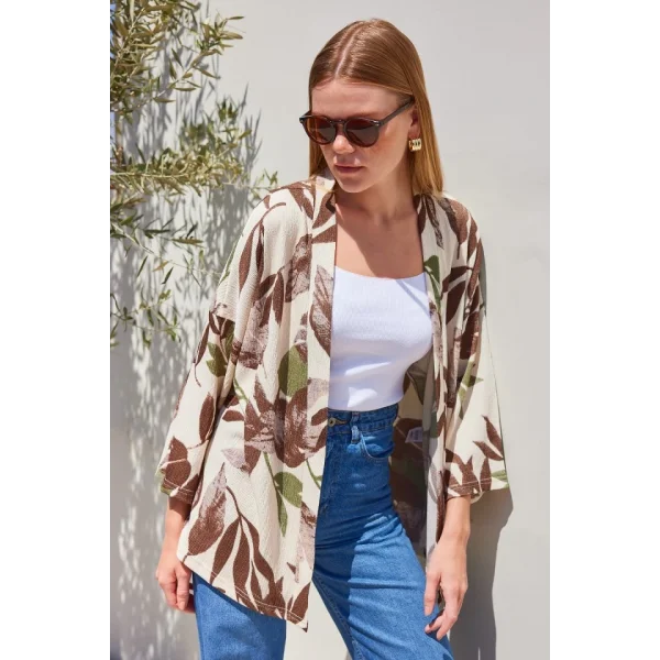 5862 Örme Kimono - Haki