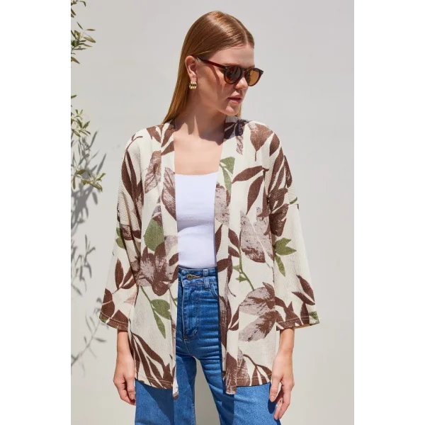 5862 Örme Kimono - Haki