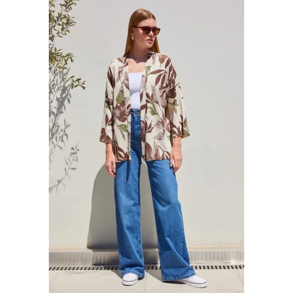 5862 Örme Kimono - Haki