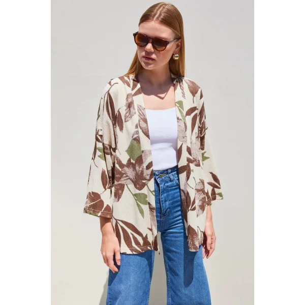 5862 Örme Kimono - Haki