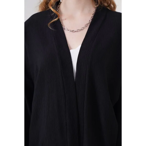 5862 Örme Kimono - Siyah