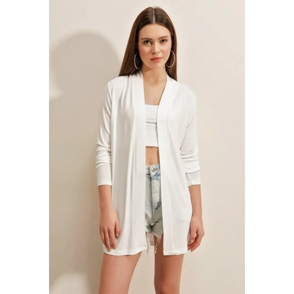 5887 Mevsimlik İnce Hırka - Beyaz