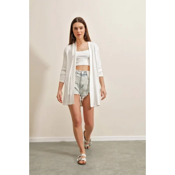 5887 Mevsimlik İnce Hırka - Beyaz