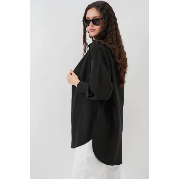 5946 Oversize Uzun Gömlek Tunik  Siyah