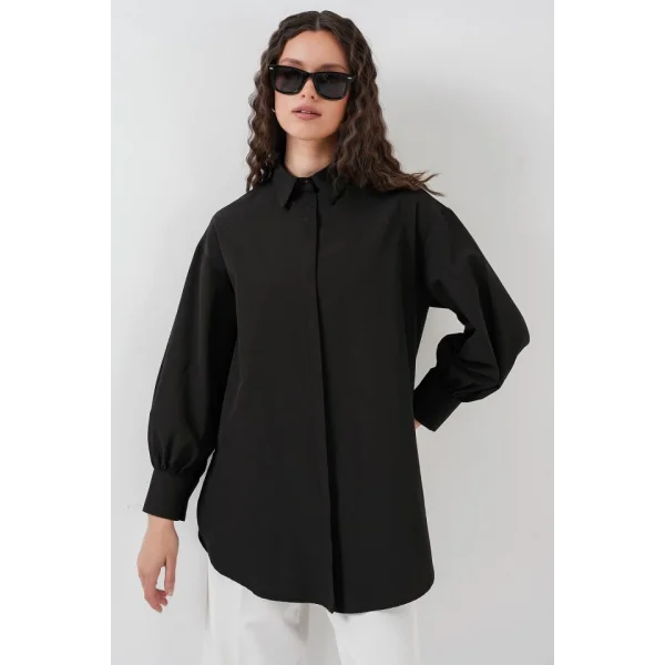 5946 Oversize Uzun Gömlek Tunik  Siyah