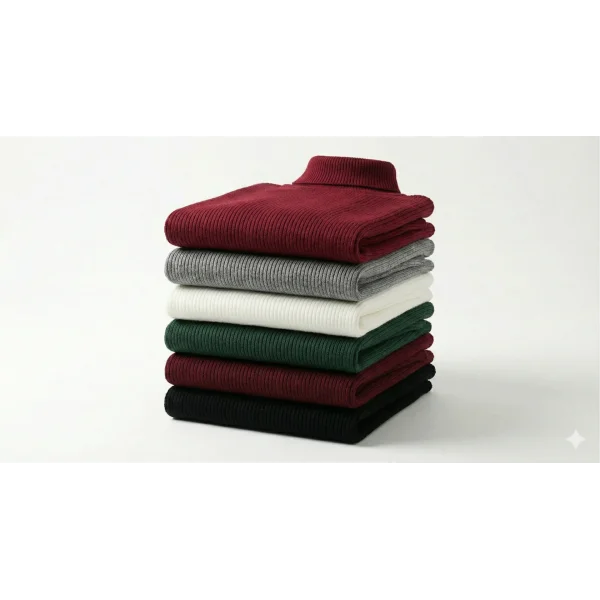 6lı Siyah, Beyaz, Bordo, Gri, Haki Unisex Kaşkorse Boğazlı Full Likralı Fitilli Body Kazak