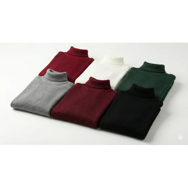 6lı Siyah, Beyaz, Bordo, Gri, Haki Unisex Kaşkorse Boğazlı Full Likralı Fitilli Body Kazak