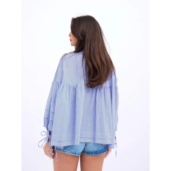 6464 GÖMLEKMAVİ BEYAZ ÇİZGİLİ