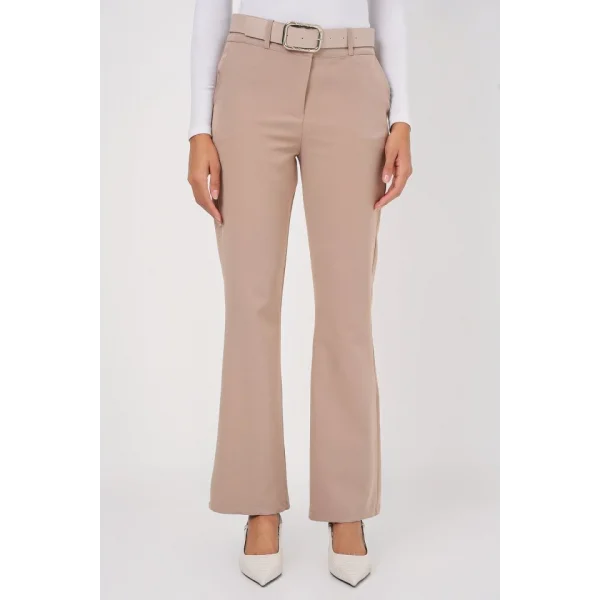 65 Kemerli İspanyol Paça Pantolon  Bej