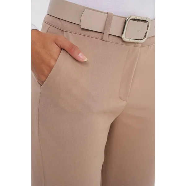 65 Kemerli İspanyol Paça Pantolon  Bej