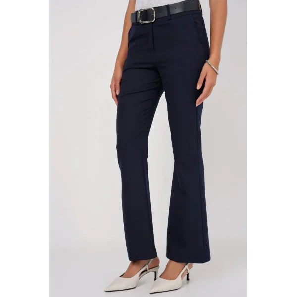 65 Kemerli İspanyol Paça Pantolon  Lacivert