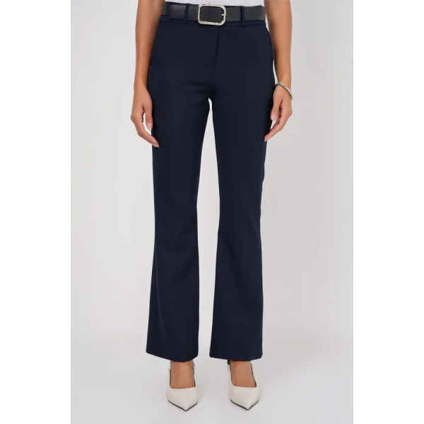 65 Kemerli İspanyol Paça Pantolon  Lacivert