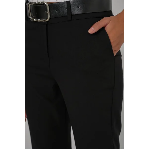 65 Kemerli İspanyol Paça Pantolon  Siyah