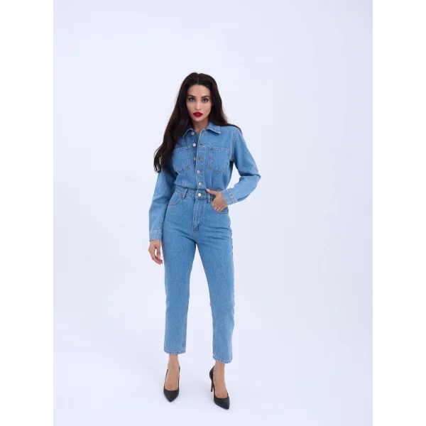 6534 DENİM TULUM-MAVİ