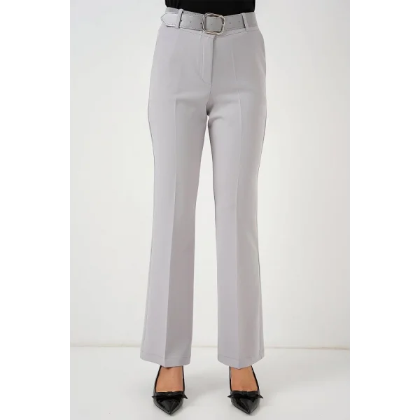 6538 Kemerli İspanyol Paça Pantolon - Gri