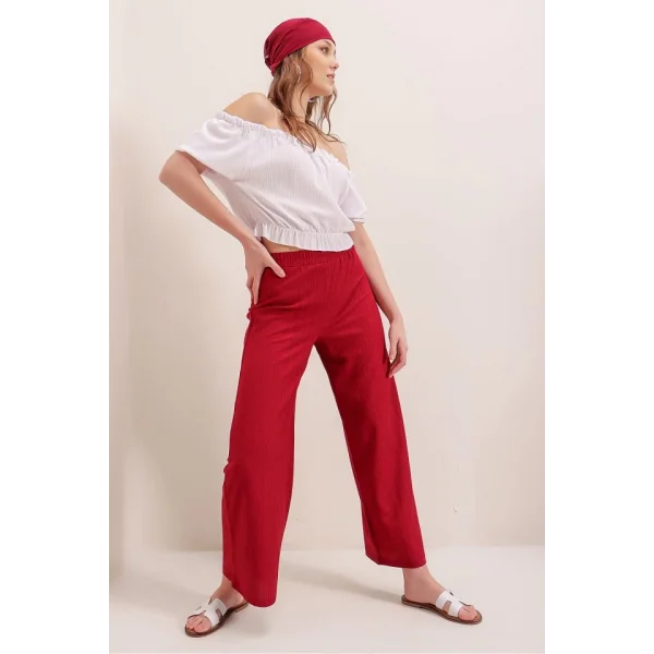 6543 Örme Pantolon  Kırmızı