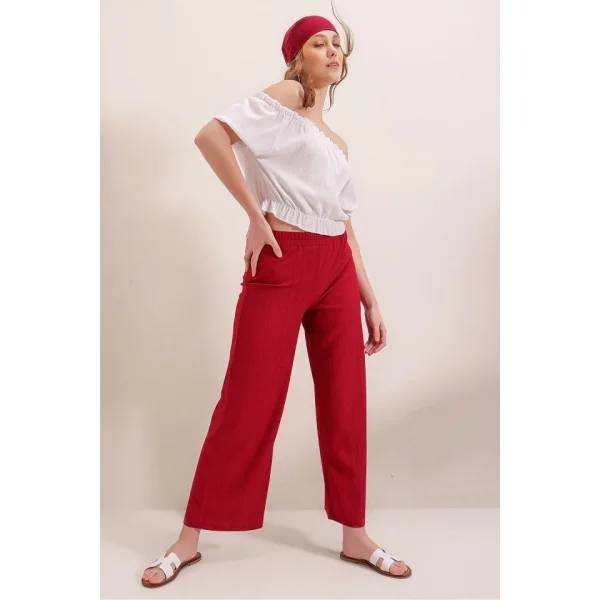 6543 Örme Pantolon  Kırmızı