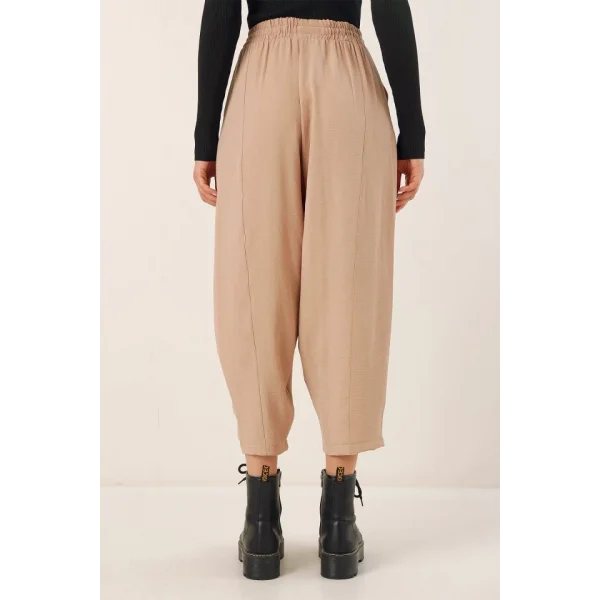 6591 Dokuma Şalvar Pantolon - Bisküvi