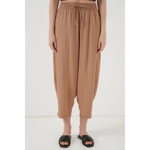 6591 Dokuma Şalvar Pantolon  Camel