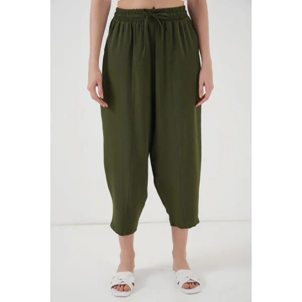 6591 Dokuma Şalvar Pantolon  Haki