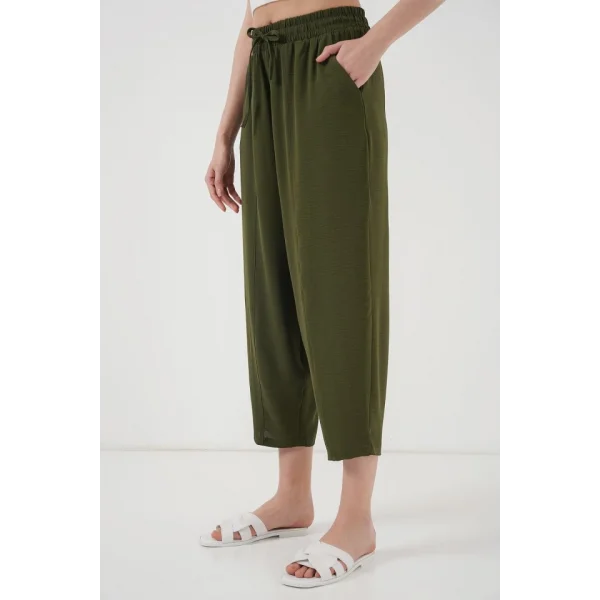 6591 Dokuma Şalvar Pantolon  Haki
