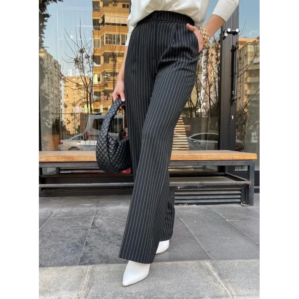 66 Yüksek Bel Palazzo Pantolon  Siyah