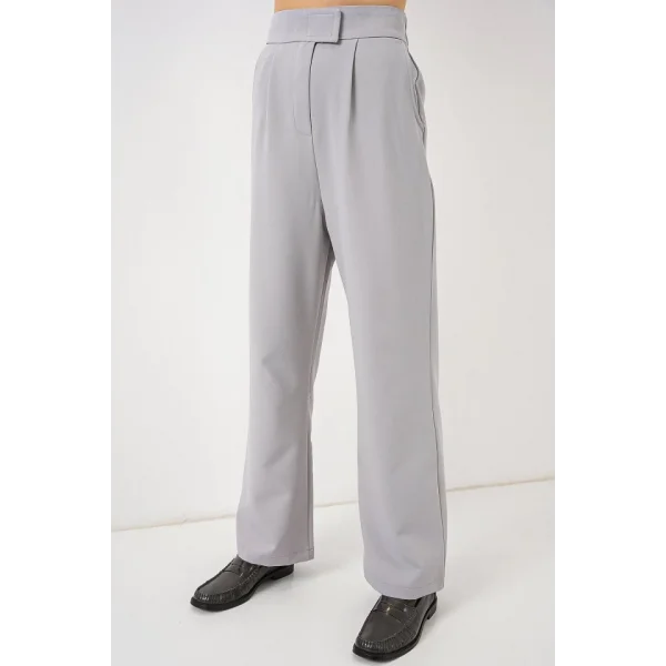 6612 Yüksek Bel Kumaş Pantolon - Gri