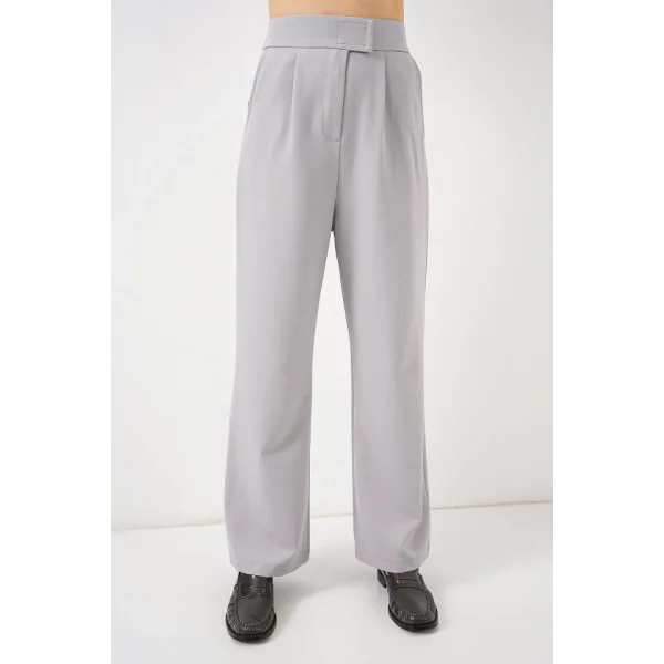 6612 Yüksek Bel Kumaş Pantolon - Gri