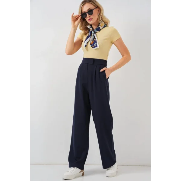 6612 Yüksek Bel Kumaş Pantolon - Lacivert