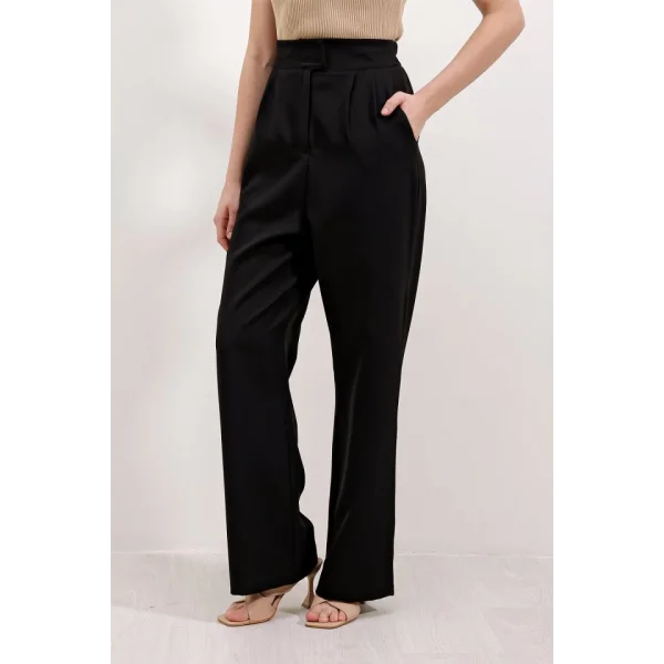 6612 Yüksek Bel Kumaş Pantolon - Siyah
