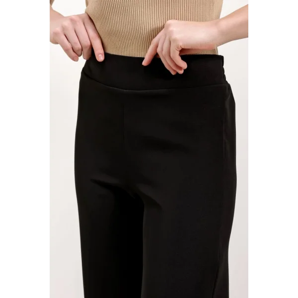 6633 Yüksek Bel Bol Paça Pantolon - Siyah