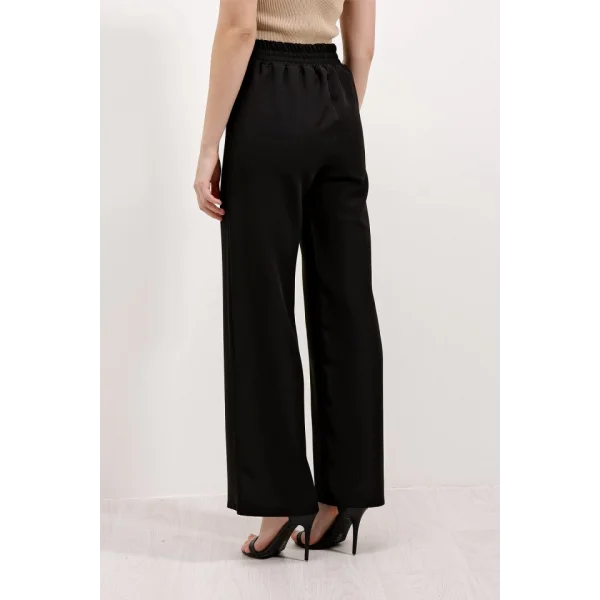 6633 Yüksek Bel Bol Paça Pantolon - Siyah