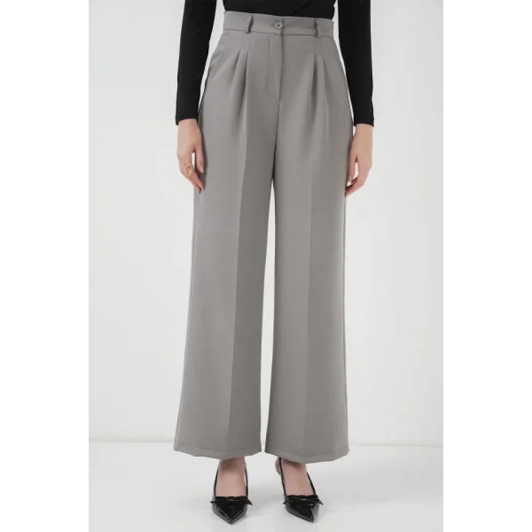 6647 Bol Paça Kumaş Pantolon  Gri