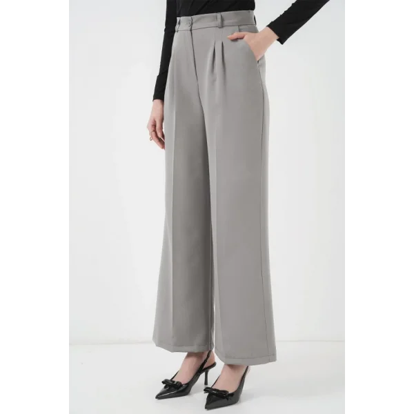 6647 Bol Paça Kumaş Pantolon  Gri