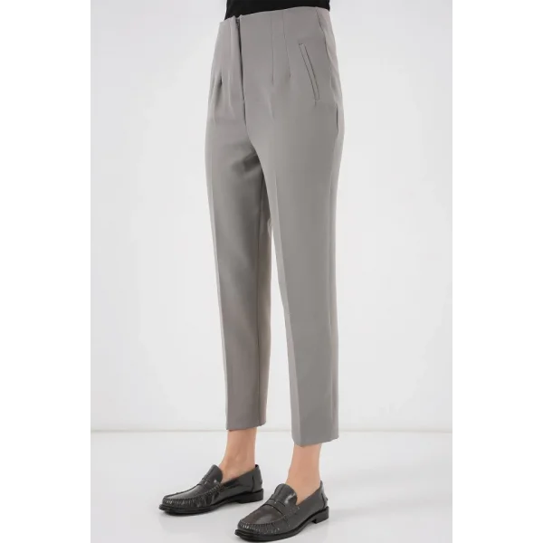 6650 Yüksek Bel Kumaş Pantolon - Gri