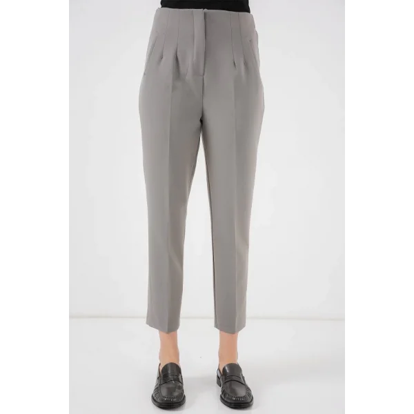 6650 Yüksek Bel Kumaş Pantolon - Gri