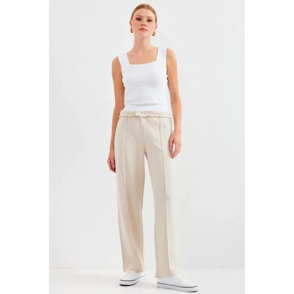 6662 Çımalı Pantolon  Krem